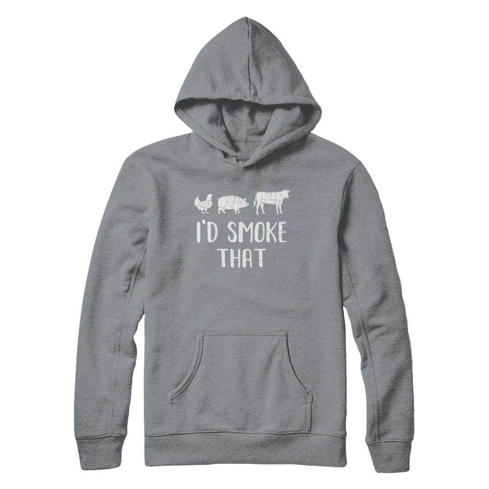 I'd Smoke That Fun BBQ Barbecue Smoker Chef-T-Shirt & Hoodie-Pullover Hoodie-Light Steel