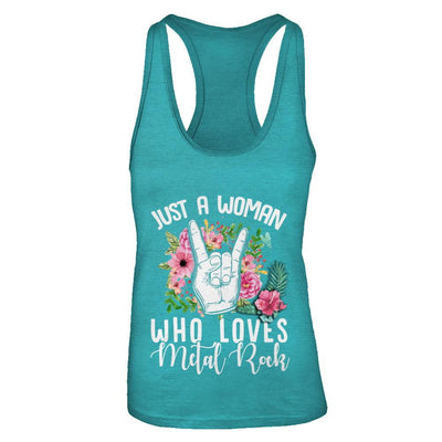 Just A Woman Who Loves Metal Rock-T-Shirt & Tank Top-Women's Ideal Racerback Tank-Tahiti Blue