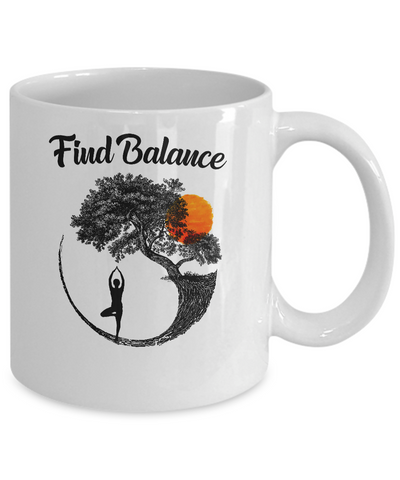 Find Balance Yin Yang Tree Yoga Lover Gift Mug-Coffee Mug-11oz Mug-White