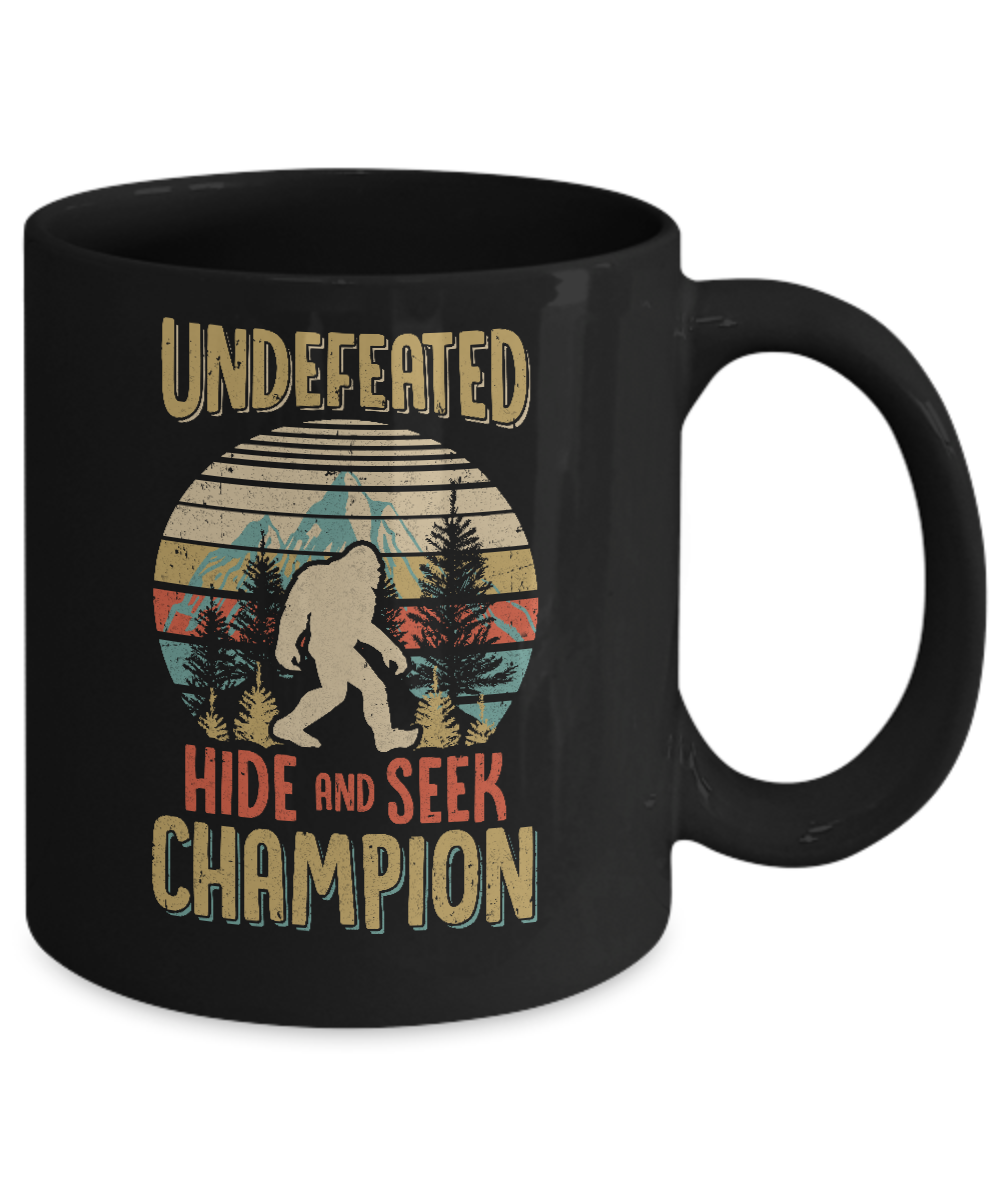 Vintage Bigfoot Undefeated Hide And Seek Champion Mug-Coffee Mug-11oz Mug-Black