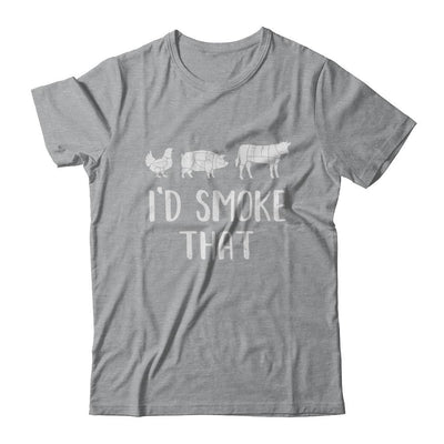 I'd Smoke That Fun BBQ Barbecue Smoker Chef-T-Shirt & Hoodie-Classic T-Shirt-Sport Grey