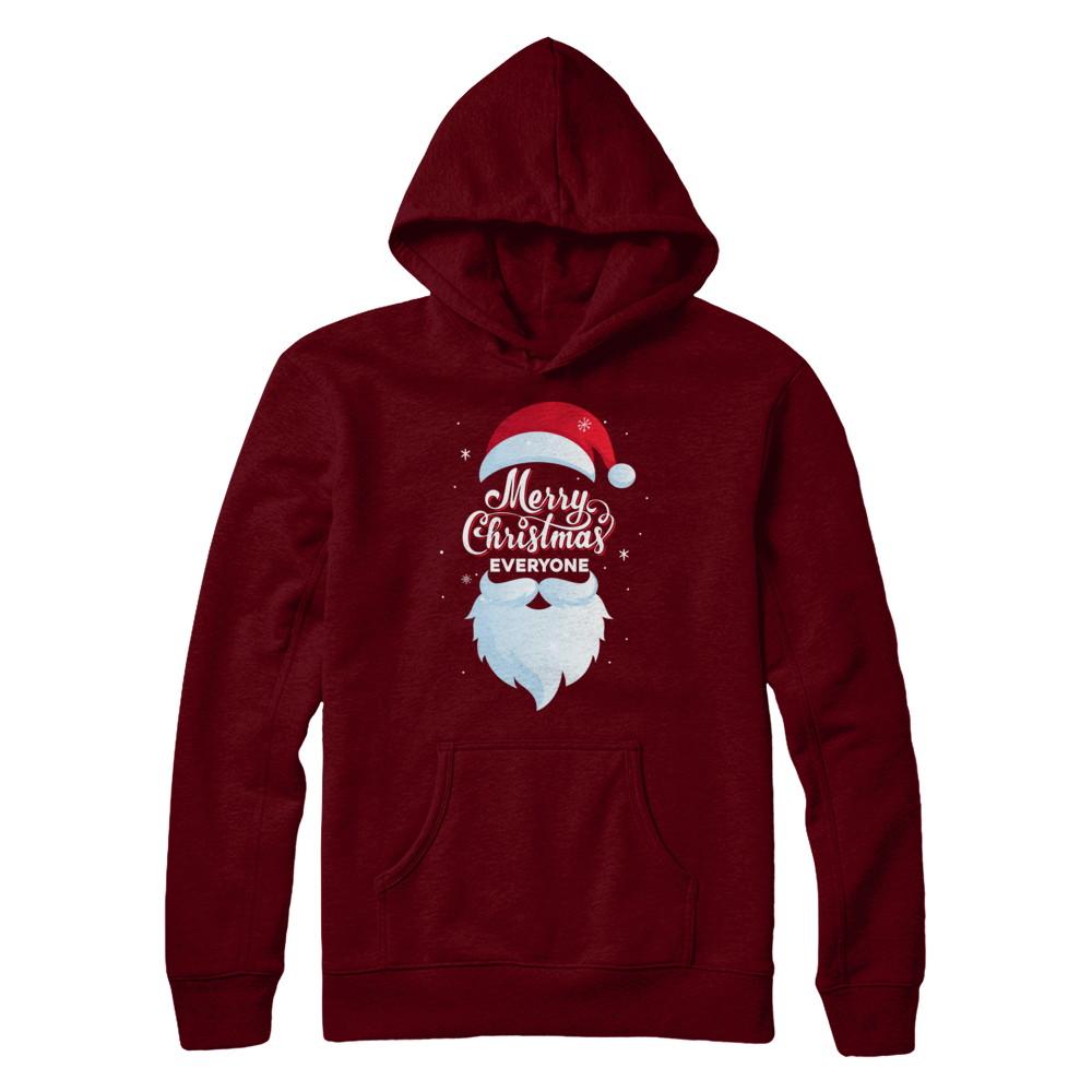Santa Claus Merry Christmas Everyone Message For Xmas-T-Shirt & Sweatshirt-Pullover Hoodie-Maroon