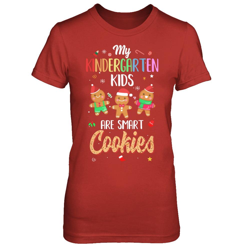 Teacher My Kindergarten Kids Are Smart Cookies Christmas-T-Shirt & Sweatshirt-Women's T-Shirt-Red