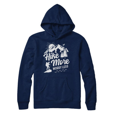 Hike More Worry Less Hiking Camping Sayings-T-Shirt & Hoodie-Pullover Hoodie-Navy