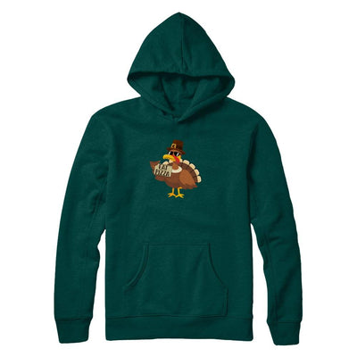 Thanksgiving Day Turkey Funny Sayings Eat Pizza-T-Shirt & Sweatshirt-Pullover Hoodie-Deep Forest