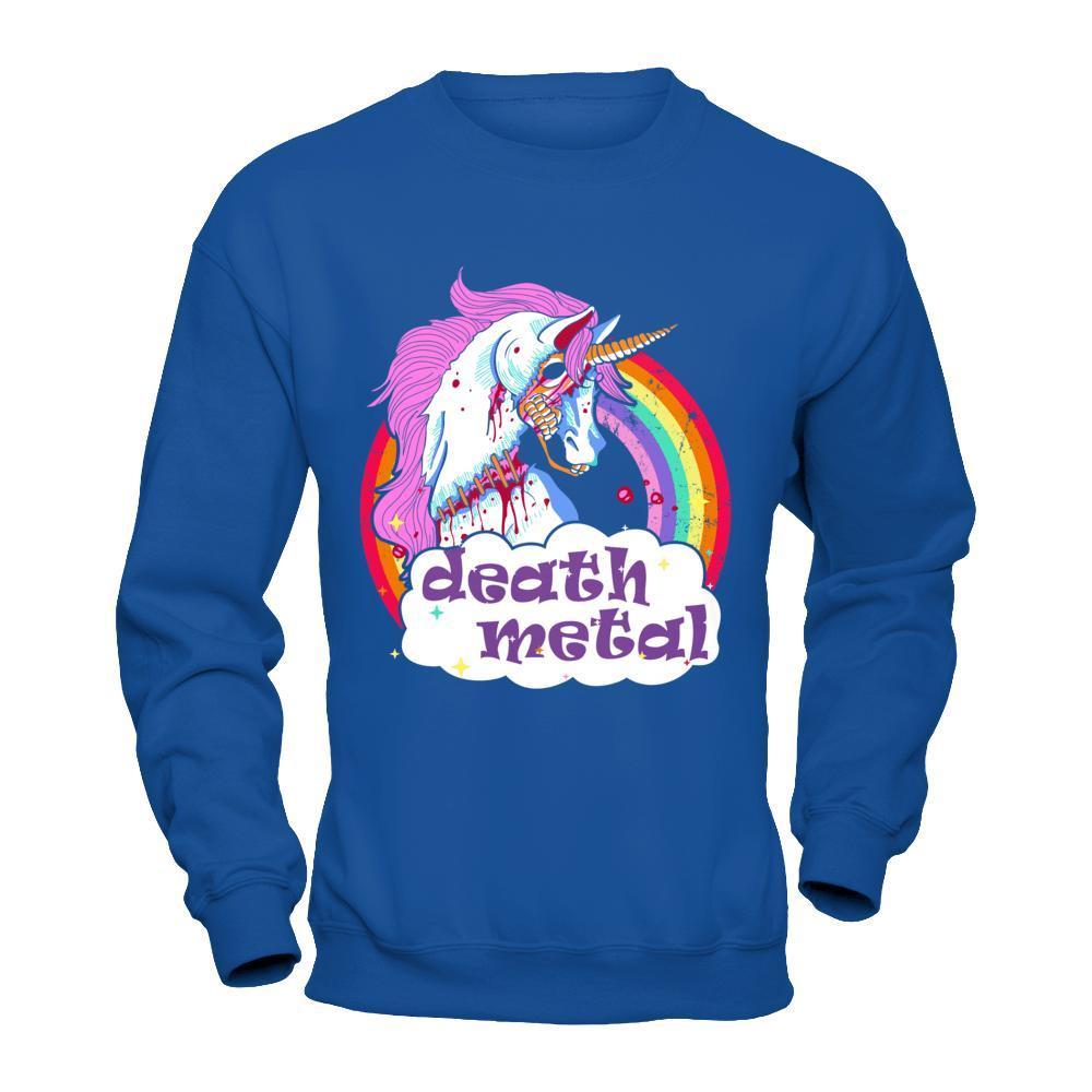Zombie Unicorn Death Metal-T-Shirt & Hoodie-Crewneck Sweatshirt-Royal