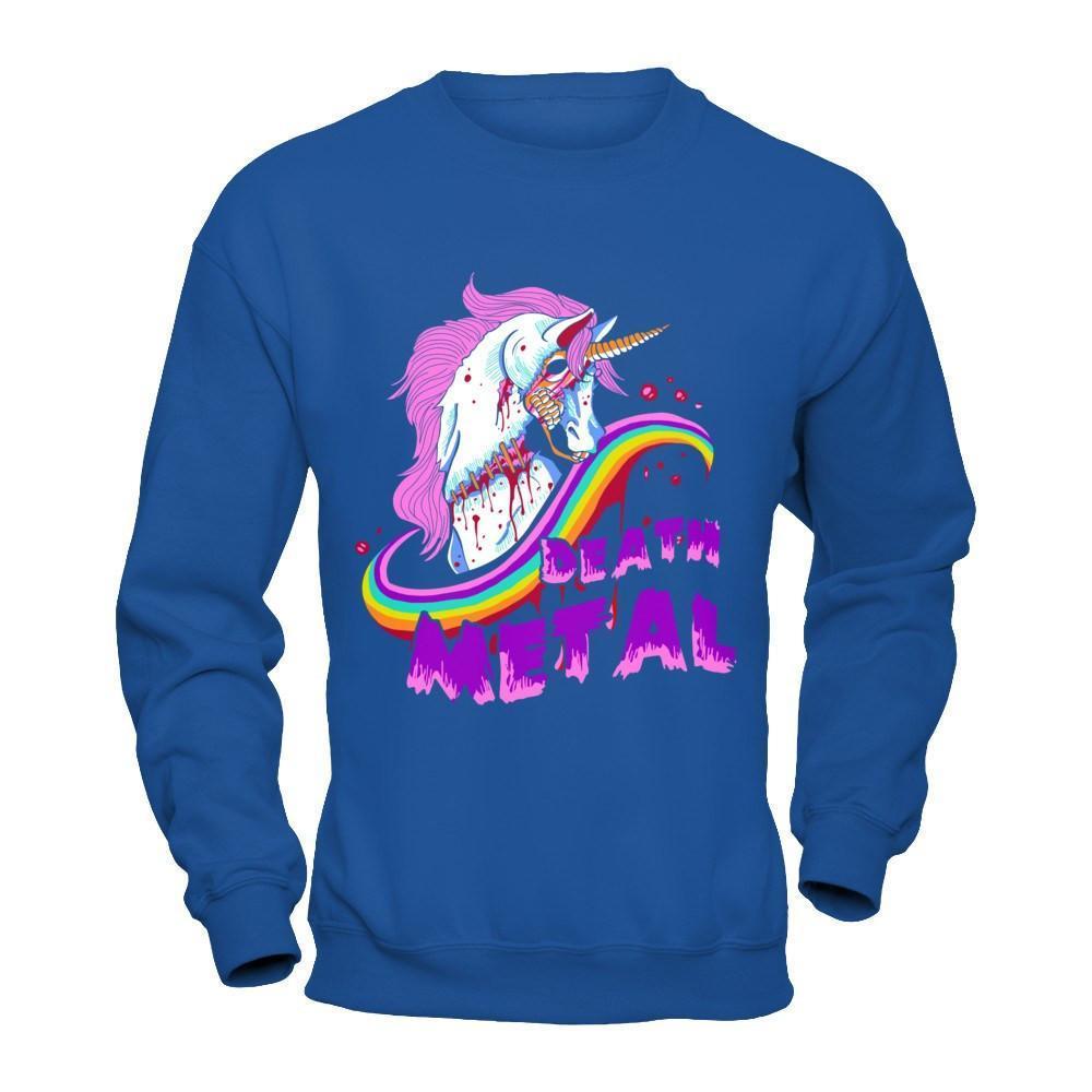 Zombie Unicorn Death Metal Rocker-T-Shirt & Hoodie-Crewneck Sweatshirt-Royal
