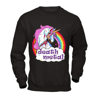 Zombie Unicorn Death Metal-T-Shirt & Hoodie-Crewneck Sweatshirt-Black