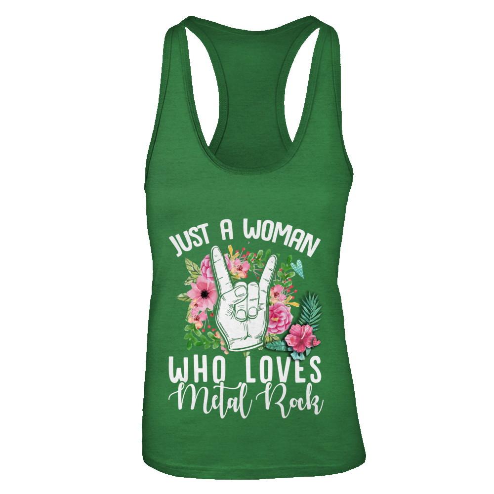 Just A Woman Who Loves Metal Rock-T-Shirt & Tank Top-Women's Ideal Racerback Tank-Kelly Green