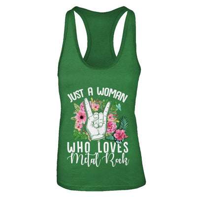Just A Woman Who Loves Metal Rock-T-Shirt & Tank Top-Women's Ideal Racerback Tank-Kelly Green