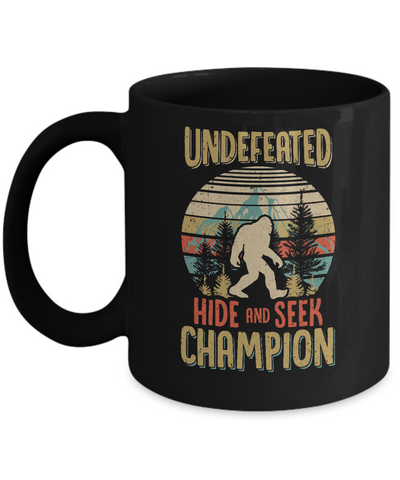 Vintage Bigfoot Undefeated Hide And Seek Champion Mug-Coffee Mug-11oz Mug-Black