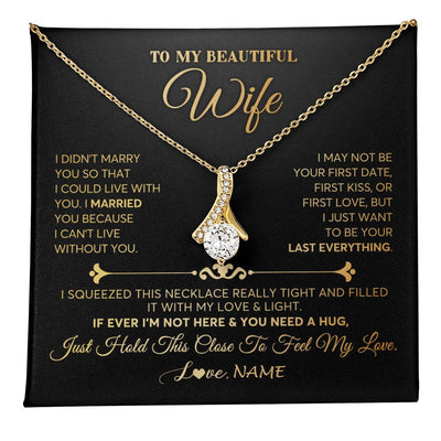 Alluring Beauty Necklace 14K White Gold Finish | Personalized To My Beautiful Wife Necklace From Husband Feel My Love Soulmate Wedding Anniversary Valentines Day Birthday Customized Gift Box Message Card | havt