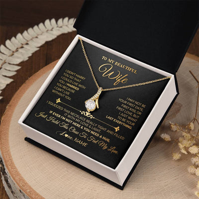 Alluring Beauty Necklace 14K White Gold Finish | Personalized To My Beautiful Wife Necklace From Husband Feel My Love Soulmate Wedding Anniversary Valentines Day Birthday Customized Gift Box Message Card | havt