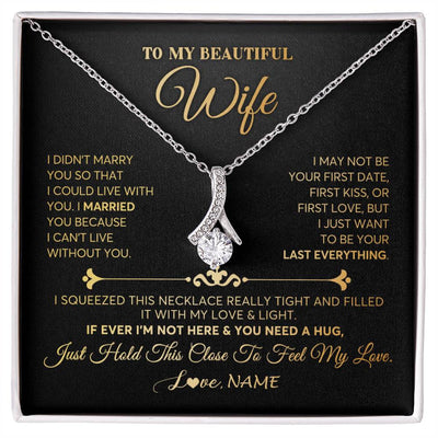 Alluring Beauty Necklace 18K Yellow Gold Finish | Personalized To My Beautiful Wife Necklace From Husband Feel My Love Soulmate Wedding Anniversary Valentines Day Birthday Customized Gift Box Message Card | havt