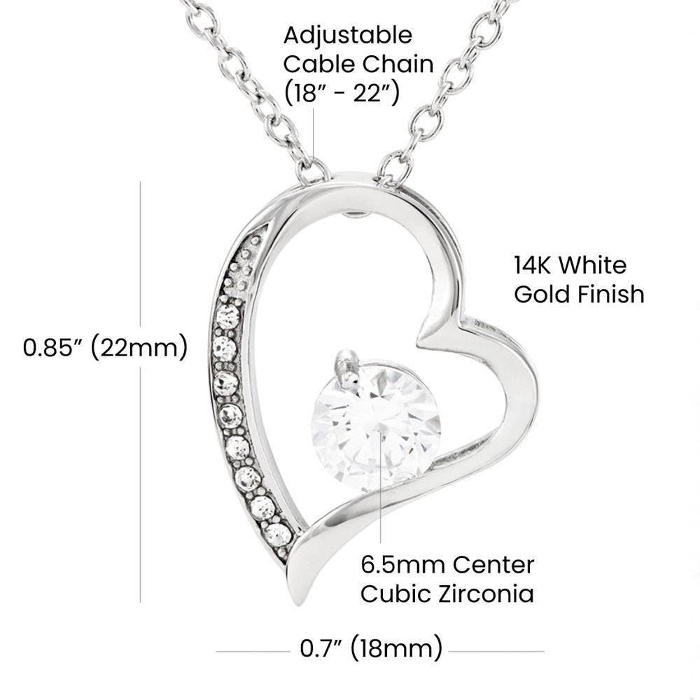 Forever Love Necklace 14k White Gold Finish | Personalized To My Beautiful Wife Necklace From Husband Feel My Love Soulmate Wedding Anniversary Valentines Day Birthday Customized Gift Box Message Card | havt