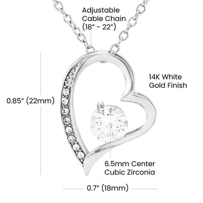 Forever Love Necklace 14k White Gold Finish | Personalized To My Beautiful Wife Necklace From Husband Feel My Love Soulmate Wedding Anniversary Valentines Day Birthday Customized Gift Box Message Card | havt