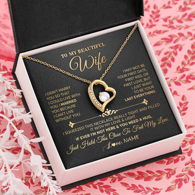 Forever Love Necklace 18k Yellow Gold Finish | Personalized To My Beautiful Wife Necklace From Husband Feel My Love Soulmate Wedding Anniversary Valentines Day Birthday Customized Gift Box Message Card | havt