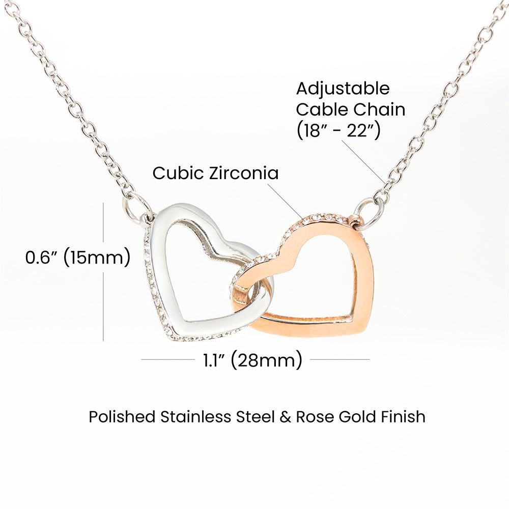 Interlocking Hearts Necklace Polished Stainless Steel & Rose Gold Finish | Personalized To My Beautiful Wife Necklace From Husband Feel My Love Soulmate Wedding Anniversary Valentines Day Birthday Customized Gift Box Message Card | havt