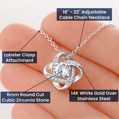 Love Knot Necklace 14K White Gold Finish | Personalized To My Beautiful Wife Necklace From Husband Feel My Love Soulmate Wedding Anniversary Valentines Day Birthday Customized Gift Box Message Card | havt