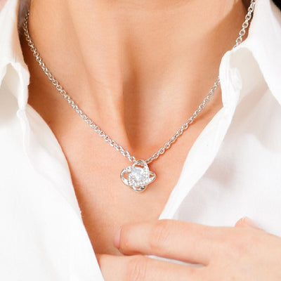 Love Knot Necklace 14K White Gold Finish | Personalized To My Beautiful Wife Necklace From Husband Feel My Love Soulmate Wedding Anniversary Valentines Day Birthday Customized Gift Box Message Card | havt