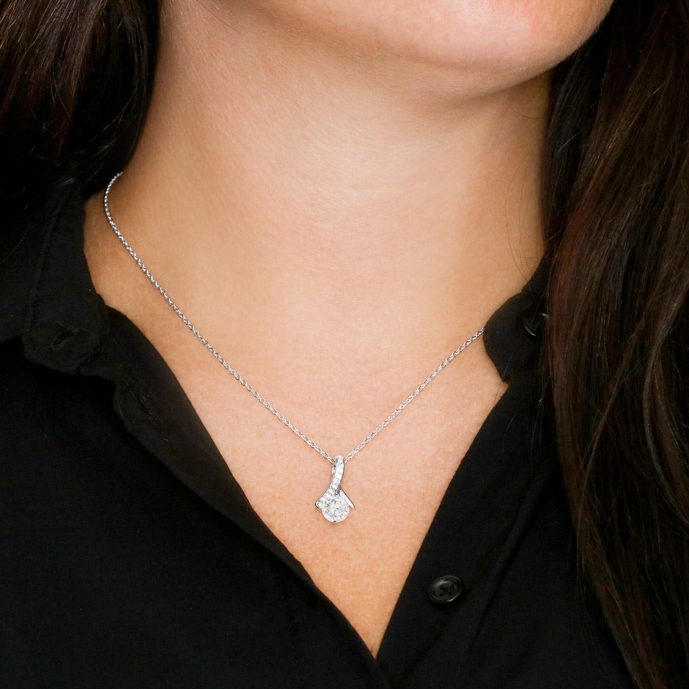 Alluring Beauty Necklace 14K White Gold Finish | 3 | Personalized To My Son Lion Necklace From Dad Father I Closed My Eyes Great Son Birthday Gifts Graduation Christmas Customized Gift Box Message Card | havt