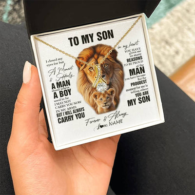 Alluring Beauty Necklace 18K Yellow Gold Finish | 2 | Personalized To My Son Lion Necklace From Dad Father I Closed My Eyes Great Son Birthday Gifts Graduation Christmas Customized Gift Box Message Card | havt