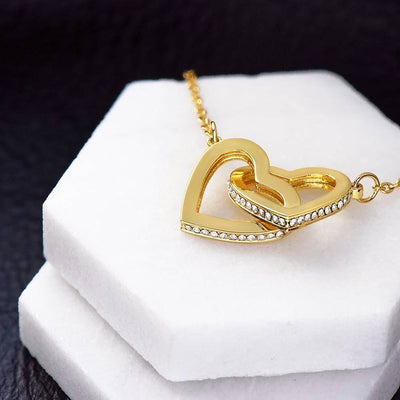 Interlocking Hearts Necklace 18K Yellow Gold Finish | 4 | Personalized To My Son Lion Necklace From Dad Father I Closed My Eyes Great Son Birthday Gifts Graduation Christmas Customized Gift Box Message Card | havt