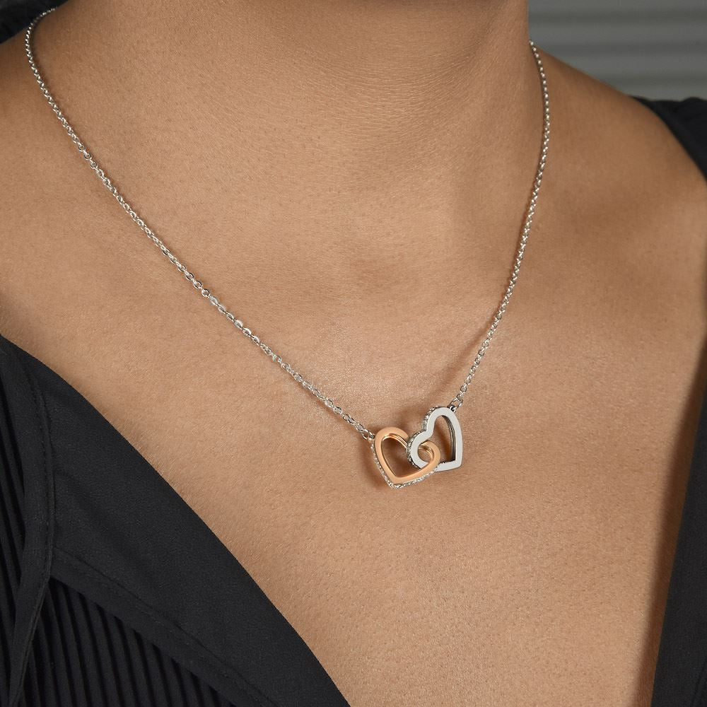 Interlocking Hearts Necklace Stainless Steel & Rose Gold Finish | 3 | Personalized To My Son Lion Necklace From Dad Father I Closed My Eyes Great Son Birthday Gifts Graduation Christmas Customized Gift Box Message Card | havt