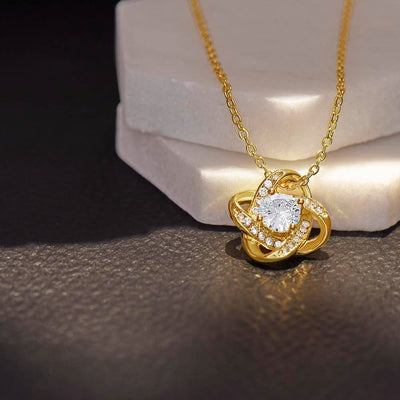 Love Knot Necklace 18K Yellow Gold Finish | 4 | Personalized To My Son Lion Necklace From Dad Father I Closed My Eyes Great Son Birthday Gifts Graduation Christmas Customized Gift Box Message Card | havt