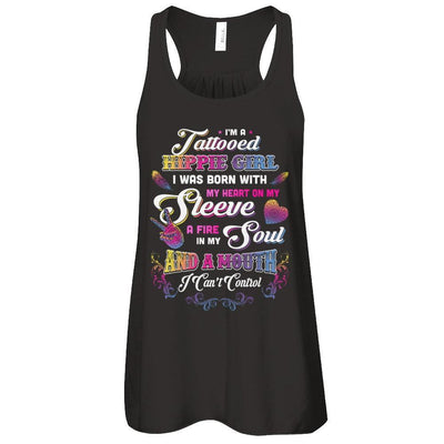 I'm A Tattooed Hippie Girl I Was Born With My Heart-T-Shirt & Tank Top-Women's Flowy Racerback Tank-Black