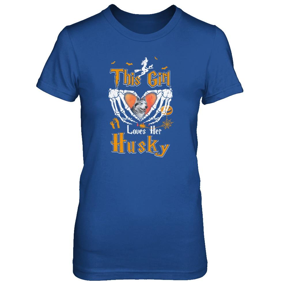 This Girl Love Her Dog Husky Halloween-T-Shirt & Tank Top-Women's T-Shirt-Royal