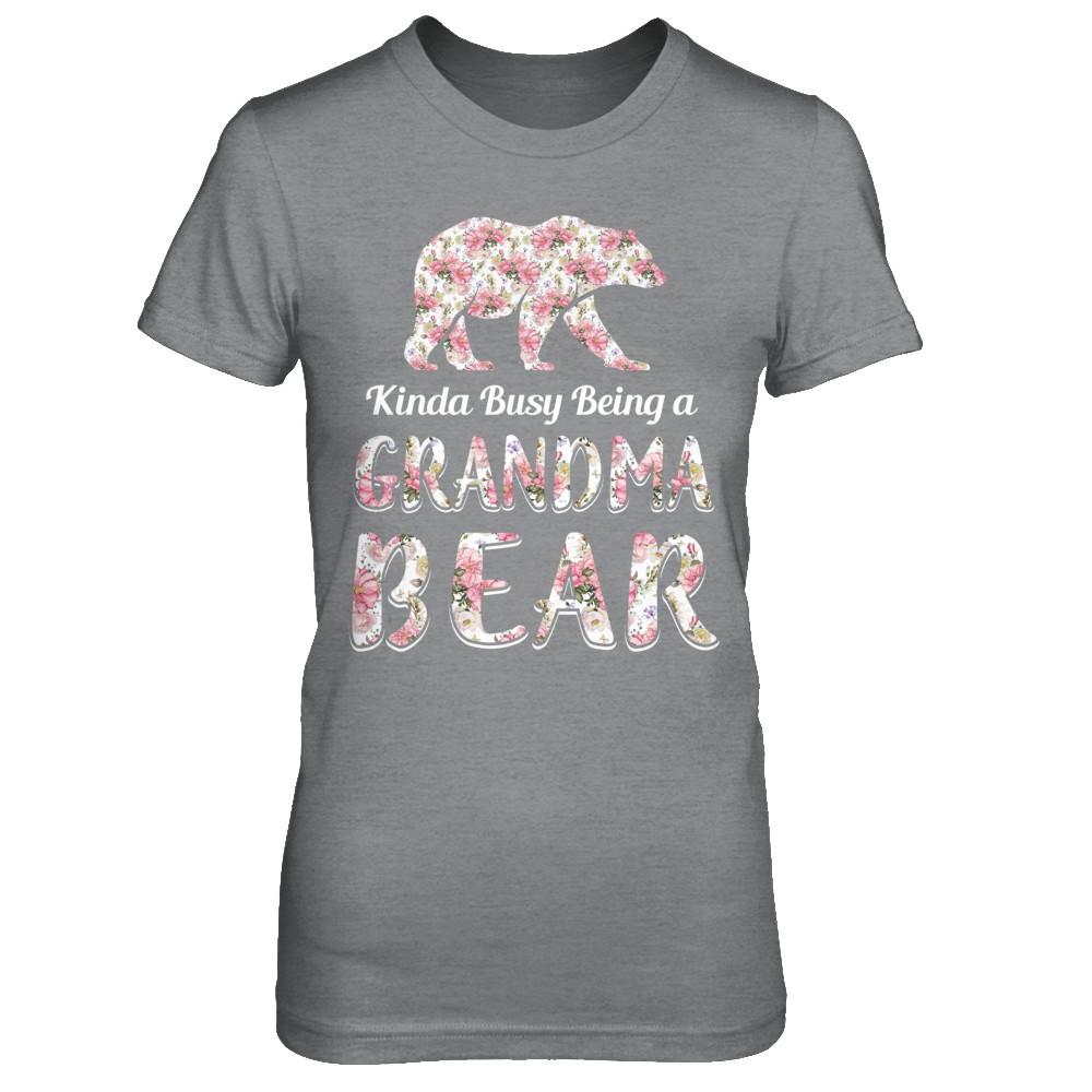 Grandma Bear Dinosaur Kinda Busy Being A Grandmabear-T-Shirt & Hoodie-Women's T-Shirt-Sport Grey