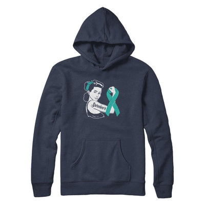We Can Cure It Ovarian Cancer Teal Awareness Survivor-T-Shirt & Hoodie-Pullover Hoodie-Navy
