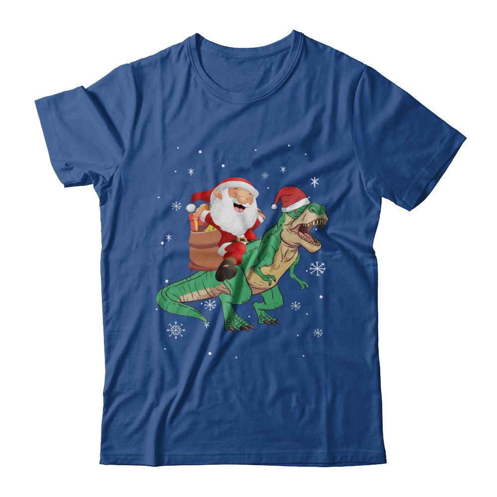 Christmas Santa Kids Dinosaur T-Rex For Boys Kids-T-Shirt & Hoodie-Classic T-Shirt-Royal