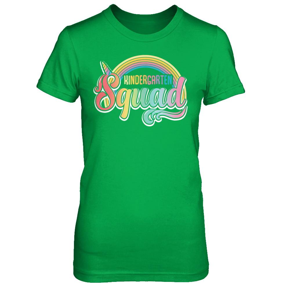 Kindergarten Squad Cute Rainbow Unicorn Back To School-T-Shirt & Hoodie-Women's T-Shirt-Irish Green
