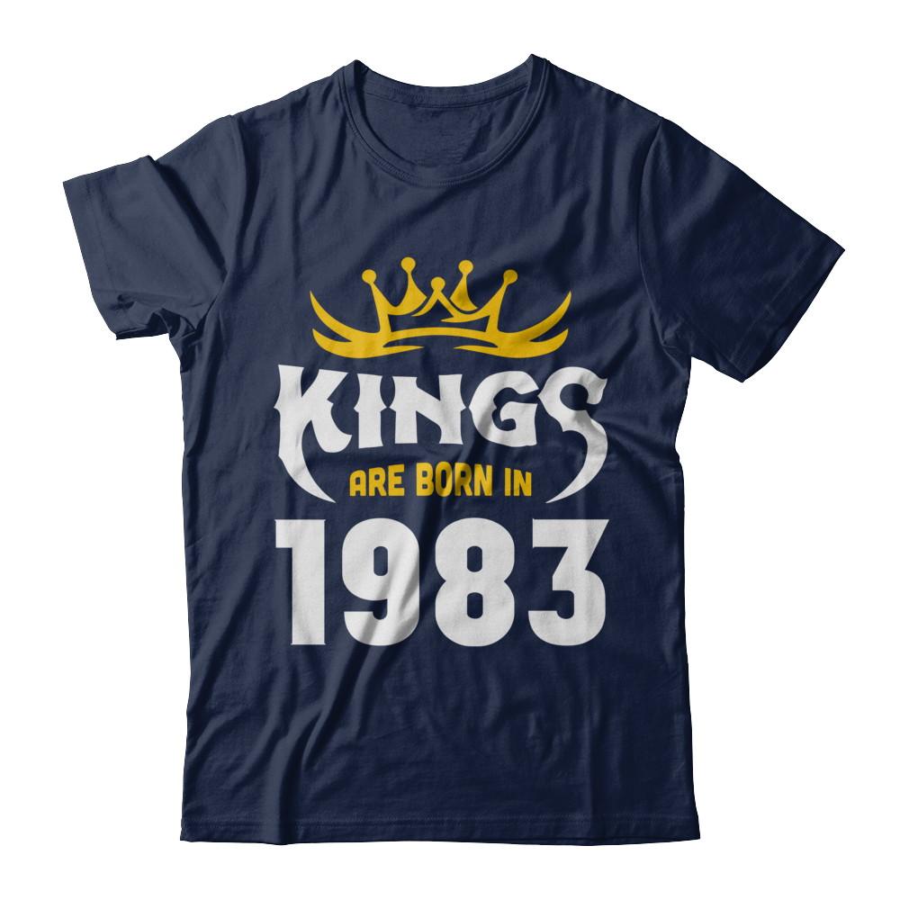 Kings Are Born In 1983 Birthday Gift-T-Shirt & Hoodie-Classic T-Shirt-Navy