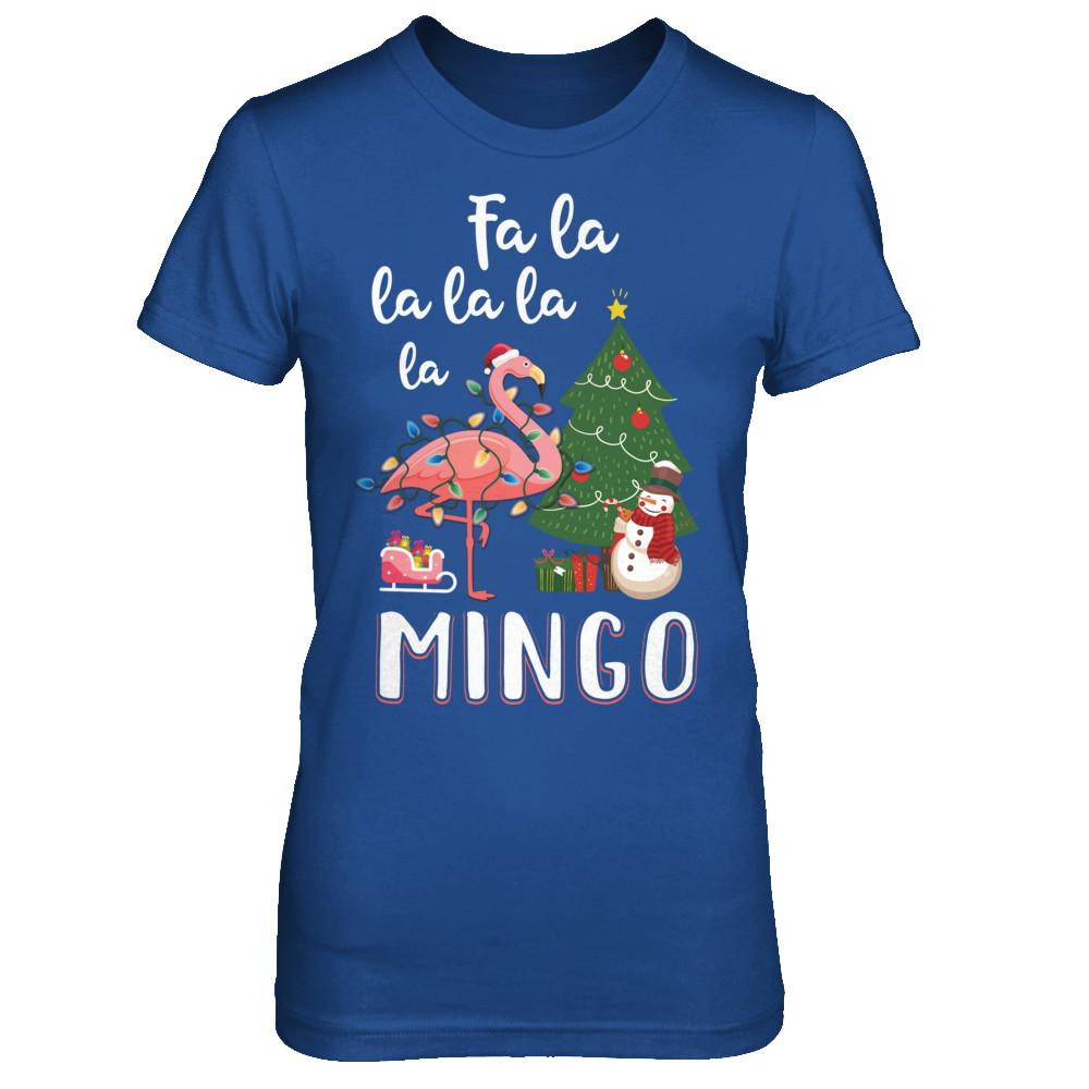Cute Pink Flamingo Santa Hat Merry Christmas-T-Shirt & Hoodie-Women's T-Shirt-Royal