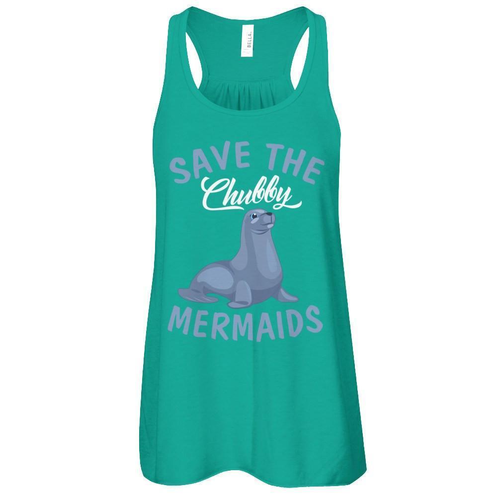 Save The Chubby Mermaids-T-Shirt & Tank Top-Women's Flowy Racerback Tank-Kelly