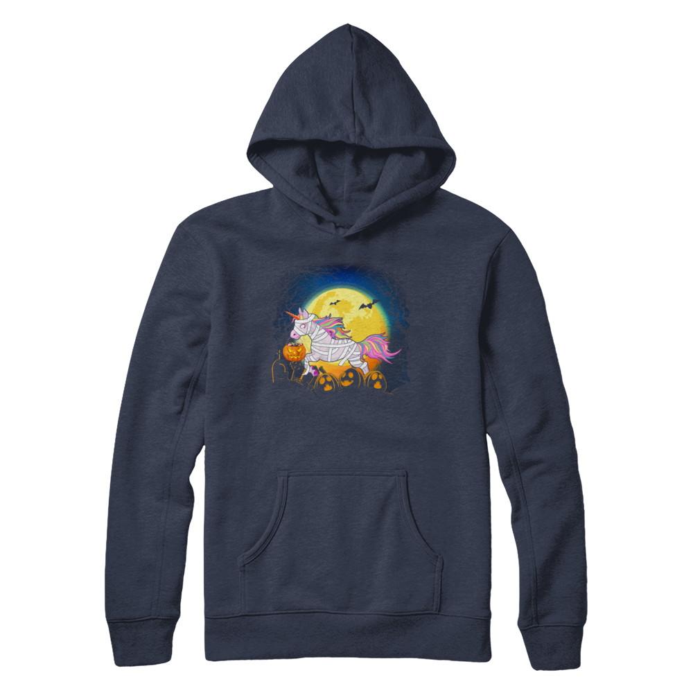 Halloween Pumpkin Unicorn Gift For Kids Girls-T-Shirt & Hoodie-Pullover Hoodie-Navy