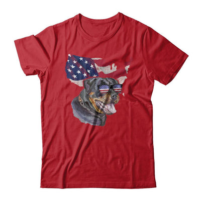 Funny Patriot Rottweiler Dog 4Th Of July American Flag-T-Shirt & Hoodie-Classic T-Shirt-Red