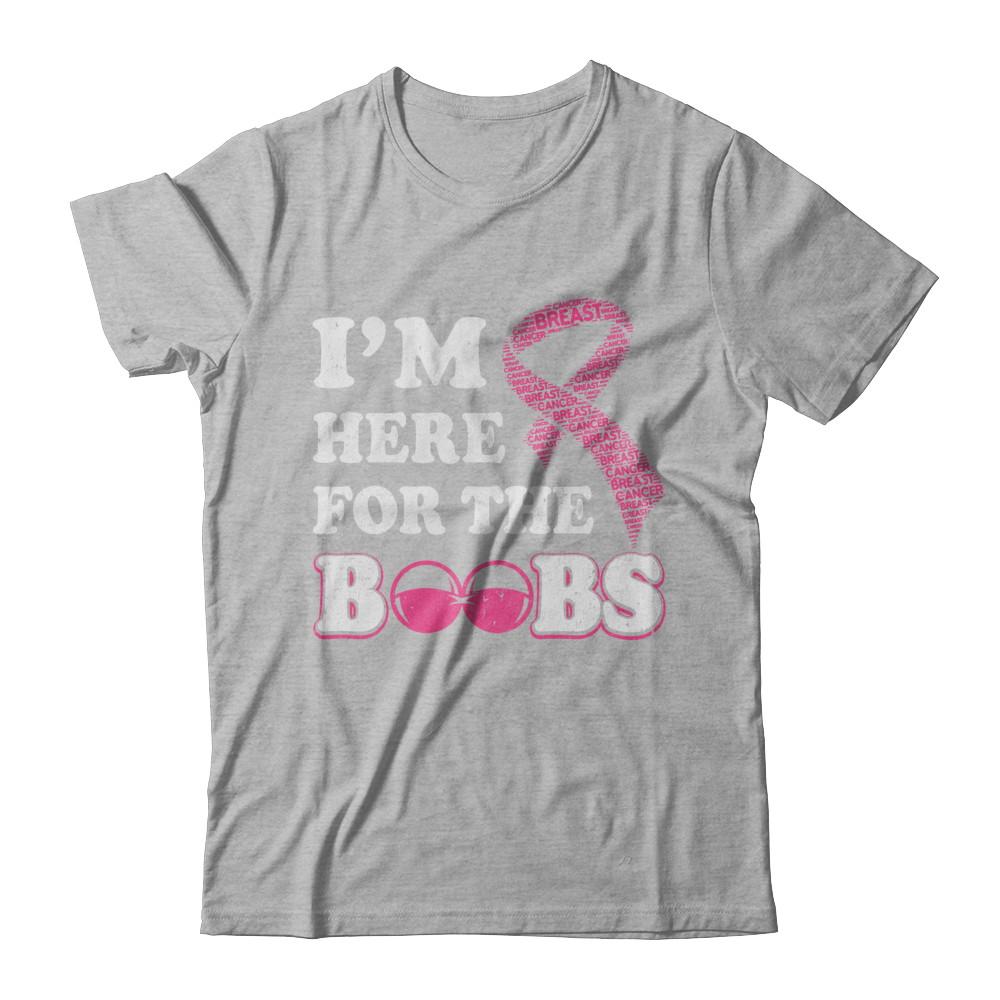 I'm Here For The Boobs Breast Cancer-T-Shirt & Hoodie-Premium T-Shirt-Heather Gray