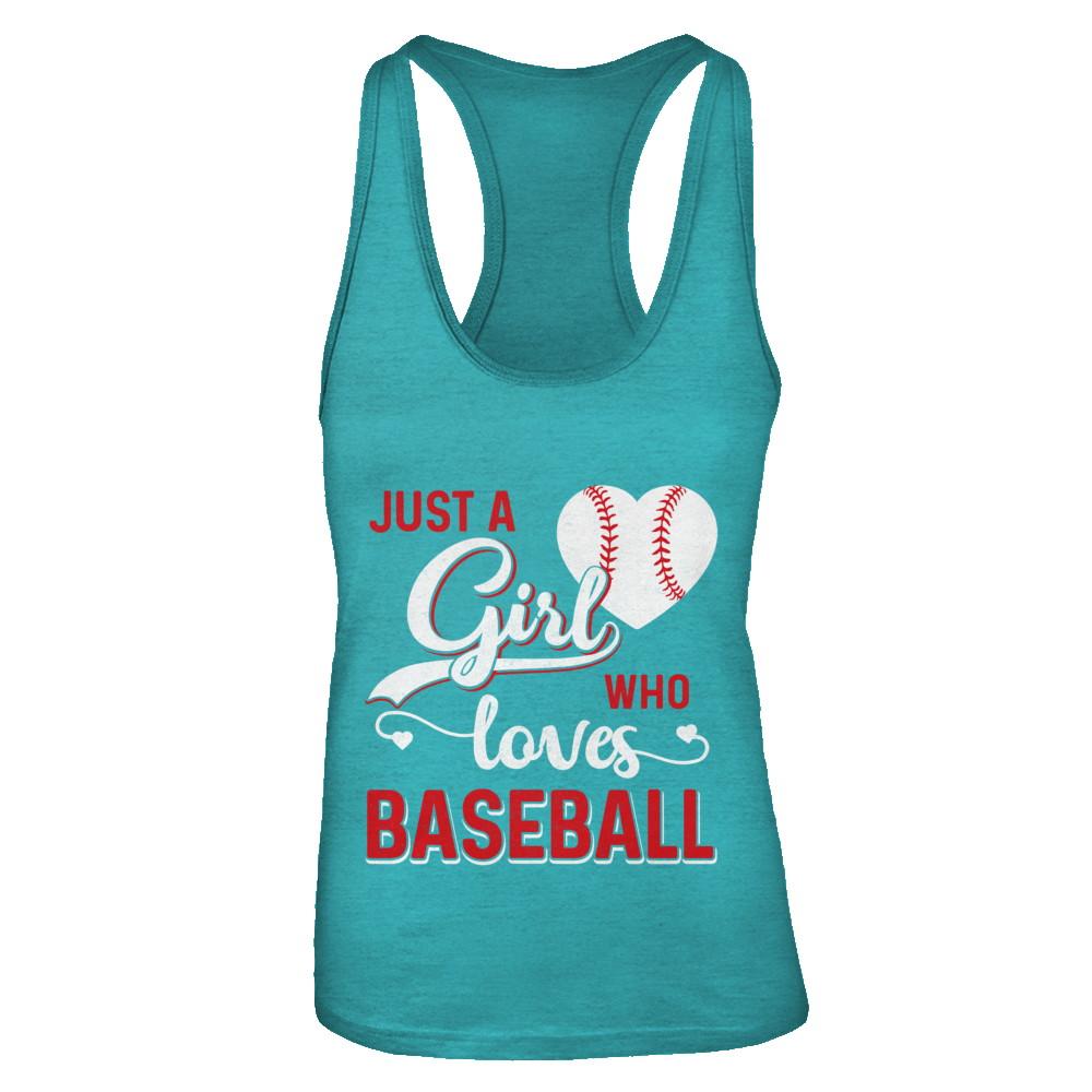 Just A Girl Who Loves Baseball-T-Shirt & Tank Top-Women's Ideal Racerback Tank-Tahiti Blue
