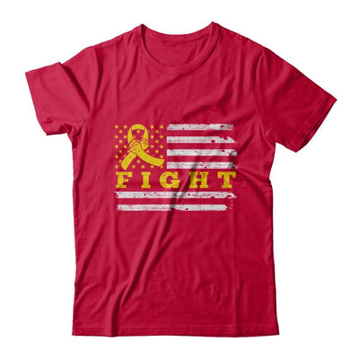 Fight Gold Yellow Ribbon US Flag Childhood Cancer Awareness-T-Shirt & Hoodie-Classic T-Shirt-Red