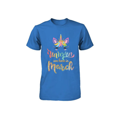 Cute Unicorns Are Born In March Birthday Gift Youth-Youth Shirt-