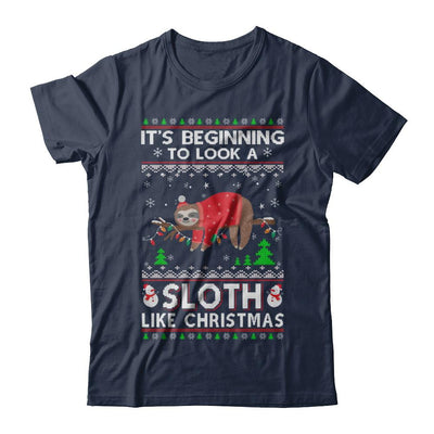 It's Beginning To Look A Sloth Like Christmas Sweater-T-Shirt & Sweatshirt-Classic T-Shirt-Navy