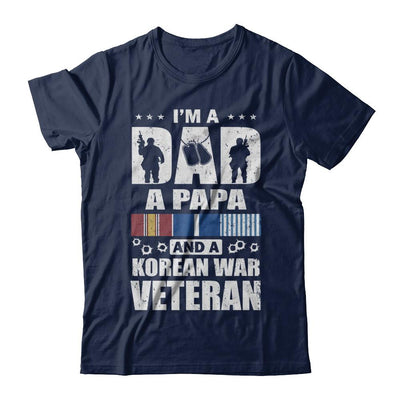 Dad A Papa And A Korean War Veteran Fathers Day-T-Shirt & Hoodie-Classic T-Shirt-Navy