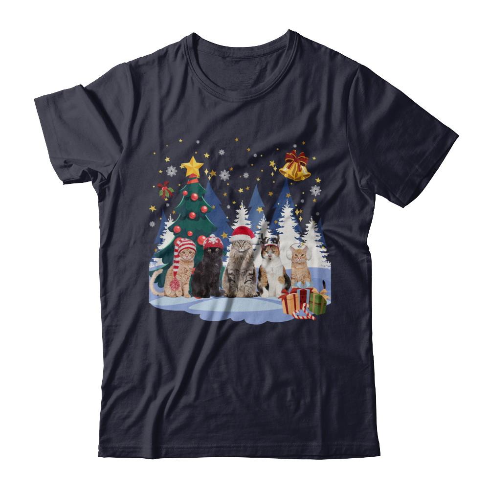 Cute Cats Claus Christmas-T-Shirt & Sweatshirt-Premium T-Shirt-Midnight Navy