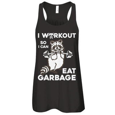 Raccoon I WORKOUT SO I CAN EAT GARBAGE-T-Shirt & Tank Top-Women's Flowy Racerback Tank-Black