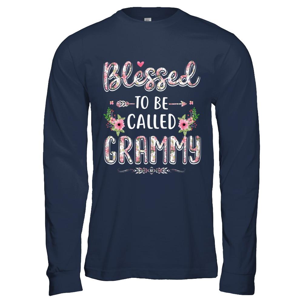 Funny Grandma Gifts Blessed To Be Called Grammy-T-Shirt & Hoodie-Long Sleeve T-Shirt-Navy