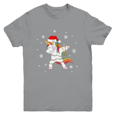 Dabbing Unicorn Ugly Christmas Sweater Girls Youth-Youth Shirt-Youth T-Shirt-Sport Grey